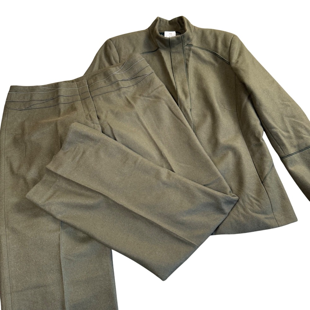 Harve Benard 90s Wool Blend Pant Suit Olive Green Size 10/12 Professional Set